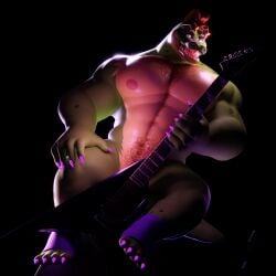 alligator alligator_tail alligatorid alligatorid_humanoid animatronic anthro anthro_male bara bara_tits barazoku barely_covered biceps body_hair clawed_fingers claws crocodile crocodile_tail crocodilian crocodylid curly_hair eye_wear face_paint facial_markings fingerless_gloves five_nights_at_freddy's five_nights_at_freddy's:_security_breach fnaf genshiba green_body green_scales green_skin long_nails machine male male_only mohawk mohawk_(hairstyle) montgomery_gator montgomery_gator_(fnaf) muscle muscles muscular_anthro muscular_body muscular_furry muscular_male non-mammal_breasts non_human red_eyes red_hair reptile reptile_humanoid scales scalie scottgames shades sharp_teeth shoulder_pads solo_male spiked_bracelet spikes spotted_body star_shades steel_wool_studios sunglasses tail_markings two_tone_body yellow_body yellow_scales yellow_skin