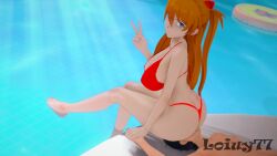 asuka_langley_sohryu bikini blue_eyes facesit facesitting femdom koikatsu loiuy77 neon_genesis_evangelion orange_hair pool smothering smothering_ass