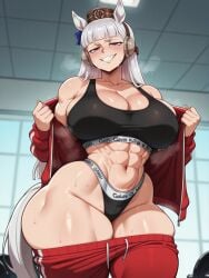 abs ai_generated el_memc gold_ship_(umamusume) huge_breasts memch0 smug sweat thick_thighs wide_hips