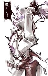 back_arch back_arched back_arching_orgasm boner_in_pants cum_dripping_from_clothes cum_dripping_from_penis cumming_in_clothes deltarune deltarune_chapter_3 erection_under_clothes hands_tied ko_cil21 male male_focus male_only male_orgasm non-human object_head open_shirt penis robot sweat sweat_drip sweatdrop tenna_(deltarune) tv tv_head vibrator vibrator_on_penis wand_vibrator