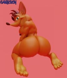 1boy 2025 3d ass barefoot camseven crash_(series) crash_bandicoot crash_bandicoot_4:_it's_about_time feet foot_fetish male male_only nipples pink_background simple_background solo tagme video_games