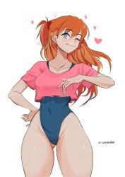 asuka_langley_sohryu big_ass big_breasts big_butt big_nipples big_thighs big_titties bikini breasts clothing curvaceous curvaceous_female curvaceous_figure curvy curvy_figure curvy_hips female female_focus female_only leotard long_hair looking_at_viewer neon_genesis_evangelion orange_hair puraraw
