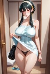 ai_generated flashing huge_breasts lewdwaifulaifu milf slim_waist spy_x_family sundress yor_briar yor_forger
