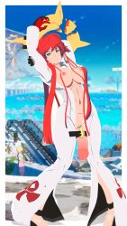 1futa 3d big_breasts big_penis boobs_out dickgirl elphelt_enjoyer futanari guilty_gear guilty_gear_strive halo intersex jack-o'_valentine light-skinned_futa light_skin multicolored_hair partly_clothed