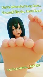 3d darkenedrose feet foot_fetish foot_focus my_hero_academia tsuyu_asui