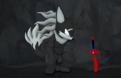 animal_humanoid anthro canid canid_humanoid canine canine_humanoid canis cave doomlazy27 genitals humanoid infinite_(sonic) jackal jackal_ears jackal_humanoid jackal_tail lonely male mammal mammal_humanoid melee_weapon neutral nude penis sega sitting solo sonic_(series) sonic_forces sonic_the_hedgehog_(series) sword waiting weapon