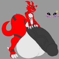 anthro ass balls bandai_namco big_balls big_butt big_penis claws digimon digimon_(species) genitals guilmon heart_symbol hi_res huge_balls huge_cock hyper hyper_balls hyper_genitalia hyper_penis male penis scalie solo thick_thighs truly_fates_(artist) wide_hips