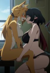 ai_generated clothed_female_nude_female covering covering_self embarrassed embarrassed_nude_female indoors jane_doe_(zenless_zone_zero) lingerie nude pulchra_(zenless_zone_zero) pulchra_fellini seductive zenless_zone_zero zzz