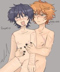 belly_bulge childe_(genshin_impact) crying cum_in_pussy cuntboy drooling genshin_impact hand_on_hip male_focus male_only painted_nails penis_in_pussy pussy scaramouche_(genshin_impact) scars smug tartaglia_(genshin_impact) vaginal_penetration yaoi