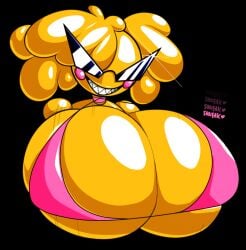 1girls animatronic animatronic_female big_breasts breasts breasts_bigger_than_head chicken chicken_girl doll dollification female five_nights_at_freddy's five_nights_at_freddy's_2 knick_knack robot robot_girl scottgames sharp_teeth shiny_skin sillyseacreatur solo sunglasses sunnification sunny_miami toy_chica_(fnaf)