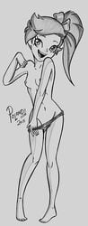 2015 auriana female lolirock looking_at_viewer monochrome poland_(artist) ribbon solo standing