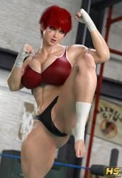 1girls 3d ass big_ass big_breasts breasts facial_tattoo female fit fit_female hagiwara_studio highres maebari megumi_hagiwara original original_character pasties pinup red_hair solo solo_female tagme thick_thighs yellow_eyes