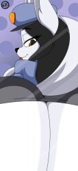 1girls 2d 2d_(artwork) anthro ass ass ass_bigger_than_head ass_focus ass_on_glass big_ass big_butt clothed dat_ass digital_drawing_(artwork) dumptruck_ass fat_ass female female_focus female_only huge_ass huge_butt looking_back miso_souperstar nr_ac officer_pai_(miso_souperstar) original smug smug_face solo tail tongue tongue_out white_body white_fur