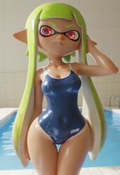 1girls 2025 3d ai_generated background breasts civitai closed_mouth d3rmal elf_ears female hand_on_head inkling inkling_girl lime_hair long_hair looking_at_viewer nintendo oiled_skin red_eyes school_swimsuit seductive sexy_body sexy_pose solo splatoon swimming_pool swimsuit tagme