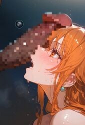 ai_generated blowjob breasts female huge_ass huge_breasts naked nami_(one_piece) one_piece porn