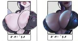 2d ai_assisted ai_generated bolt_on_tits breast_focus breast_implants breasts breasts_bigger_than_head bulging_breasts cattlec cleavage edit edited enhanced_breasts female female_only head_out_of_frame huge_breasts jouljehart kai'sa league_of_legends lips massive_breasts round_breasts silicone silicone_implants skintight_bodysuit tight_clothingfake_breasts