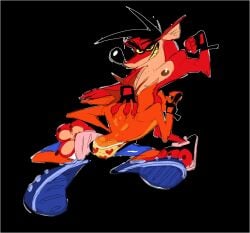 2022 2boys anthro ass bandicoot black_background butt_crack crash_(series) crash_bandicoot crash_twinsanity evil_crash fingerless_gloves flexing furry furry_only gay heart_underwear male male_only marsupial nipples oral senedjem_(artist) simple_background underwear video_games yaoi