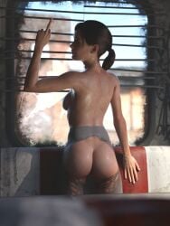 3d ass bubble_butt dboxx ellie_(the_last_of_us) ellie_williams female middle_finger rear_view sideboob tagme the_last_of_us the_last_of_us_2