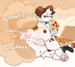 1boy anthro anus balls bare_ass big_ass blue_eyes brown_gas canine canine collar cute dog_boy eating eating_food eyelashes fart fart_fetish femboy floppy_ears fluffy food furry furry_male furry_only game_controller gassy girly looking_at_viewer looking_back looking_pleasured male male_fart male_only pizza pizza_box soda soda_can taffyy xbox_controller