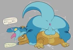 alien anal anal_sex anthro anthro_on_feral anthro_penetrated anus ass balls big_ass big_butt blush bodily_fluids cum cum_in_ass cum_inside dialogue digital_media_(artwork) dinosaur dromaeosaurid duo english_text feral feral_penetrating feral_penetrating_anthro from_behind_position genital_fluids genitals halo_(series) hi_res huge_ass huge_butt kig-yar kiggy male male/male male_penetrated male_penetrating male_penetrating_male microsoft mukihyena nude one_(mukihyena) open_mouth penetration penile penile_penetration penis penis_in_ass prehistoric_species prone_bone_position raised_tail rear_view reptile ruuhtian_(kig-yar) scalie sex size_difference speech_bubble speed_bump_position tail text theropod tongue tongue_out utahraptor xbox_game_studios zoophilia