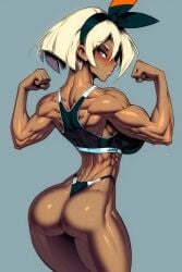 1girls abs ai_generated ass ass ass_focus back back_view bea_(pokemon) big_ass big_breasts big_butt blue_eyes breasts clothed clothing color dark_skin dark_skinned_female female female_focus female_only fit_female game_freak gigiti grey_hair gym_leader hi_res large_breasts looking_at_viewer muscles muscular muscular_arms muscular_back muscular_female nintendo pokemon pokemon_ss pokemon_trainer short_hair solo solo_female thick_thighs