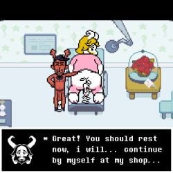 after_sex all_fours anthro asgore_dreemurr ass beard big_butt blonde_hair bodily_fluids body_hair boss_monster_(undertale) bovid caprine chair chest_hair clothing cum cum_drip cum_dripping_from_ass cum_in_ass cum_inside cum_overflow deltarune digital_media_(artwork) dripping duo facial_hair flower fur furniture genital_fluids genitals goat hair hand_on_butt hi_res horn hospital huge_butt joalmidon looking_back male male/male mammal mature_anthro mature_male nipples nude penis pixel_(artwork) plant rear_view rose_(flower) rudolph_holiday size_difference skinny smile text undertale undertale_(series) white_body white_fur