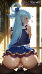 1boy 1girls ai_generated anus aqua_(konosuba) ass bare_shoulders black_shirt blue_eyes blue_hair blue_shirt blue_skirt blurry blurry_background blush breasts censored clothed_sex cowgirl_position cum cum_in_pussy cum_overflow dark-skinned_male dark_penisaqua_(konosuba) dark_skin detached_sleeves from_behind hair_bobbles hair_ornament hair_rings heart indoors interracial kono_subarashii_sekai_ni_shukufuku_wo! large_breasts long_hair long_sleeves looking_at_viewer looking_back male_pubic_hair meitabuu miniskirt mosaic_censoring no_panties open_mouth parted_lips penis pov puckered_anus pussy reverse_cowgirl_position sex sex_from_behind shirt skirt sleeveless sleeveless_shirt solo_focus straddling straight sweat thighhighs uncensored vaginal_penetration