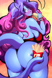 alien ass big_ass blue_skin blush looking_back mirabelle purple_hair riendonut sideboob tail thong