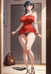 ai_generated flashing huge_breasts lewdwaifulaifu milf slim_waist spy_x_family sundress yor_briar yor_forger