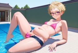 ai_generated chubby civitai fat femboy open_shorts penis plump pool sustaco