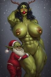 1boy 1girls abs ai_generated bald_male ball_gag beard bell_piercing big_breasts bigger_female black_hair breasts cameltoe christmas christmas_outfit chubby_male clothed_male_nude_female fat_male female female_abs female_orc goblin goblin_male hand_on_thigh height_difference large_breasts larger_female male maledom midget monster_girl muscular muscular_female nipple_piercing nipples nude_female nude_female_clothed_male older_male orc orc_female overweight_male pinup pussy red_ball_gag reindeer_antlers reindeer_costume santa_costume santa_hat shaved_pussy size_comparison size_difference small_dom_big_sub smaller_male smile submissive_female ugly_bastard voluptuous_female white_beard