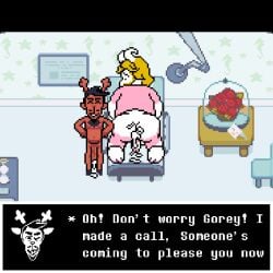 1:1 after_sex anthro asgore_dreemurr ass balls beard big_butt blonde_hair bodily_fluids body_hair boss_monster_(undertale) bovid caprine chair chest_hair clothing cum cum_drip cum_dripping_from_ass cum_in_ass cum_inside cum_overflow deltarune digital_media_(artwork) dot_eyes dripping duo facial_hair flower fur furniture genital_fluids genitals goat hair hand_on_hip hi_res hopsital horn huge_butt joalmidon looking_at_another male male/male mammal mature_anthro mature_male nipples nude one_eye_closed penis pixel_(artwork) plant rear_view rose_(flower) rudolph_holiday simple_eyes size_difference skinny smile surprised surprised_expression text undertale undertale_(series) white_body white_fur wink