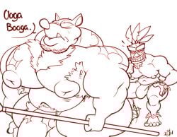 2021 admiring aku_aku anthro anthro_male armpit_hair bara bobthetanuki crash_(series) excessive_armpit_hair furaffinity_link furry furry_male gay humanoid humanoid_male interspecies male male_focus male_only monochrome non-human pinstripe_potoroo snout tagme ugly_man video_games yaoi