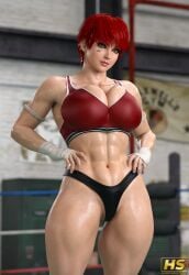 1girls 3d ass big_ass big_breasts breasts facial_tattoo female fit fit_female hagiwara_studio highres maebari megumi_hagiwara original original_character pasties pinup red_hair solo solo_female tagme thick_thighs yellow_eyes