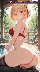 1girls 2025 ai_generated ass bangs black_thighhighs blonde_hair blush bottomless bra breasts chisato_nishikigi closed_mouth clothing feet female female_only hair_ribbon hi_res highres large_breasts looking_at_viewer lycoris_recoil natsuyoru no_shoes oshiri patreon pussy red_bra red_eyes red_ribbon ribbon short_hair sitting smile soles solo thighhighs thighs uncensored underwear voluptuous voluptuous_female water wet