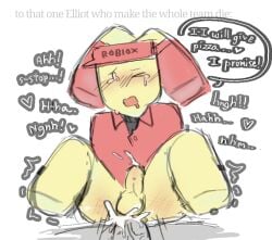2boys anal anal_penetration anal_sex anon anonymous_character anonymous_male blocky_body blush blushing blushing_profusely bottomless bruise_on_ass crying cum cum_in_ass cum_inside dialogue drooling dubious_consent ejaculating_cum ejaculating_while_penetrated ejaculation elliot_(forsaken) elliot_(work_at_a_pizza_place) english_text forsaken_(roblox) gay gay_sex heart heart_symbol male motion_lines penis penis_in_ass questionable_consent red_clothing roblox roblox_game robloxian self_upload spank_marks speech_bubble spread_legs tears text tremble_lines tremble_spikes trembling visor visor_cap xenn0_0 yaoi yellow_skin