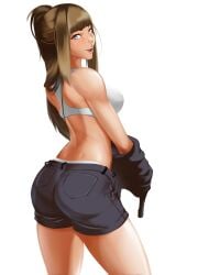 back_view big_ass big_breasts big_butt big_titties brown_hair clothing curvaceous curvaceous_female curvaceous_figure curvy curvy_figure curvy_hips female female_focus female_only long_hair looking_at_viewer original original_character puraraw underwear