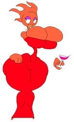 1girls big_breasts breasts clothed clothed_female curvy dress female female_only full_body glass hand_on_hip holding holding_wine_glass keelgabeytheart open_mouth open_smile original original_character overboob red_dress smile solo solo_female wine_glass