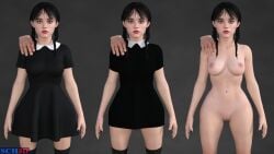 3d female female_focus goth goth_girl jenna_ortega sch3d the_addams_family thing_(addams_family) wednesday_(netflix) wednesday_addams