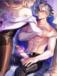 1boy 1girls arena_of_valor big_penis cum lauriel_(arena_of_valor) nurse teacher valhein_(arena_of_valor)
