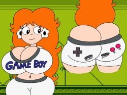 1girls ass big_ass big_breasts breasts earrings female female_focus female_only gameboy huge_ass huge_breasts mario_(series) nintendo orange_hair princess_daisy super_mario_bros. super_mario_land tagme tagme_(artist) tight_clothing tight_fit