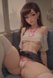 1girls abs assertive_female athletic_female brown_eyes brown_hair bus cameltoe curvaceous curvaceous_body curves curvy curvy_body curvy_female curvy_figure d.va female female female_only femdom fit fit_female flashing_pussy flirting_with_viewer freckles heroineshowcase hourglass_figure miniskirt muscle_girl muscular muscular_female overwatch overwatch_2 pale_skin public public_indecency six_pack skindentation smug sweat sweating sweaty teenage_girl teenager thick thick_legs thick_thighs thighhighs thong underboob underwear voluptuous voluptuous_female