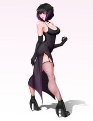 alternate_version big_ass big_breasts big_breasts big_butt big_thighs big_titties black_hair clothing commission curvaceous curvaceous_female curvaceous_figure curvy curvy_figure curvy_hips dress female female_focus female_only gotic original original_character puraraw short_hair thigh_highs