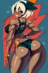 1girls abs ai_generated ass ass ass_focus back back_view bea_(pokemon) big_ass big_breasts big_butt blue_eyes breasts clothed clothing color dark_skin dark_skinned_female female female_focus female_only fit_female game_freak gigiti grey_hair gym_leader hi_res large_breasts looking_at_viewer muscles muscular muscular_arms muscular_back muscular_female nintendo pokemon pokemon_ss pokemon_trainer short_hair solo solo_female thick_thighs