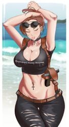 big_ass big_breasts big_breasts big_butt big_thighs big_titties brown_hair clothing curvaceous curvaceous_female curvaceous_figure curvy curvy_figure curvy_hips female female_focus female_only long_hair original original_character puraraw