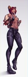 animal_ears big_breasts big_breasts big_butt big_thighs big_titties brown_skin clothing commission curvaceous curvaceous_female curvaceous_figure curvy curvy_figure curvy_hips female female_focus female_only looking_at_viewer original original_character puraraw red_hair short_hair