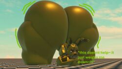 1boy 3d 3d_(artwork) angry_expression annoyed_expression ass_bigger_than_head ass_expansion ass_focus ass_growth ass_up baseplate big_ass big_butt big_thighs checkered_floor dialogue english_text expansion femboizerpy five_nights_at_freddy's five_nights_at_freddy's_3 glistening_body glistening_butt growth hi_res huge_ass huge_thighs hyper hyper_ass hyper_legs hyper_thighs jack-o_pose jiggling_ass male male_only motion_lines naked naked_male roblox robloxian shiny_skin solo solo_focus springtrap_(fnaf) text thick_ass unrealistic_proportions