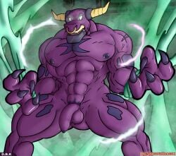 anthro balls bara barazoku bigshadowdragon bovid bull bull_horns demon_bull_king flaccid furry horns lego lego_monkie_kid male male_only muscles muscular nose_ring nude penis solo solo_male