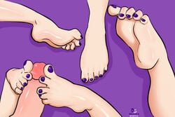 1boy 1girls absurd_res barefoot close-up drunkengeneral erection feet female foot_fetish foot_focus footjob highres juri_han male nail_polish penis pov_feet seductive shiny simple_background soles street_fighter street_fighter_v toenail_polish toes