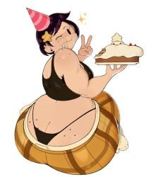 bbw thong huge_ass wide_hips armpit_hair freckles cake zhero aiko_starrah_(zhero)